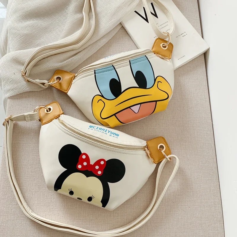 Cartoon Minnie Donald Duck fashion children's chest bag cute boy outdoor backpack  shoulder bag foreign style small Satchel