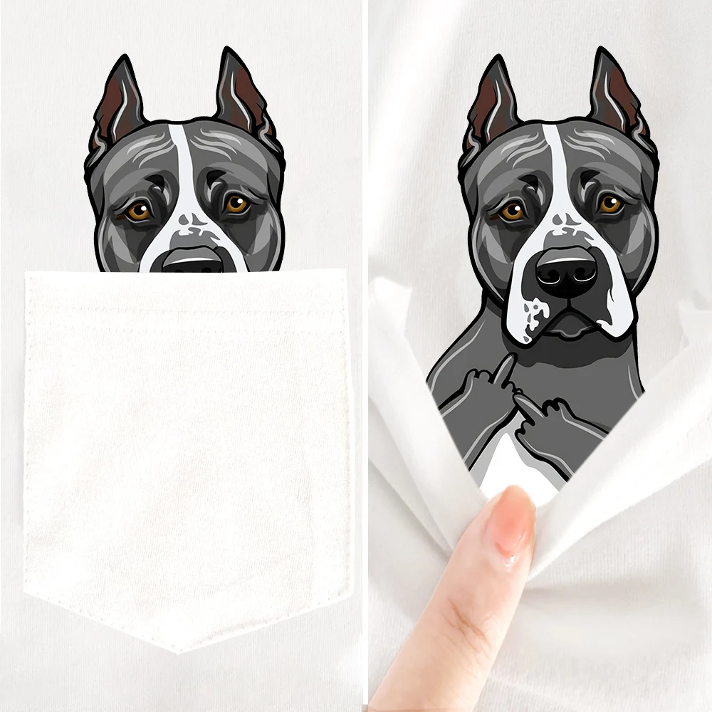 

CLOOCL 100% хлопчатобумажная футболка с принтом собаки терьера в кармане Мужская/Женская модная футболка с коротким рукавом Топы И Футболки