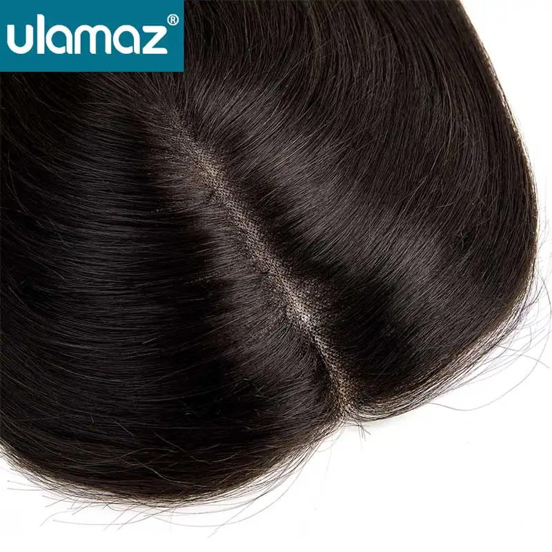 Фото Накладка для волос Mono Hair Topper из натуральных человеческих волос, 3 заколки, прямые, дышащие, для женщин №3
