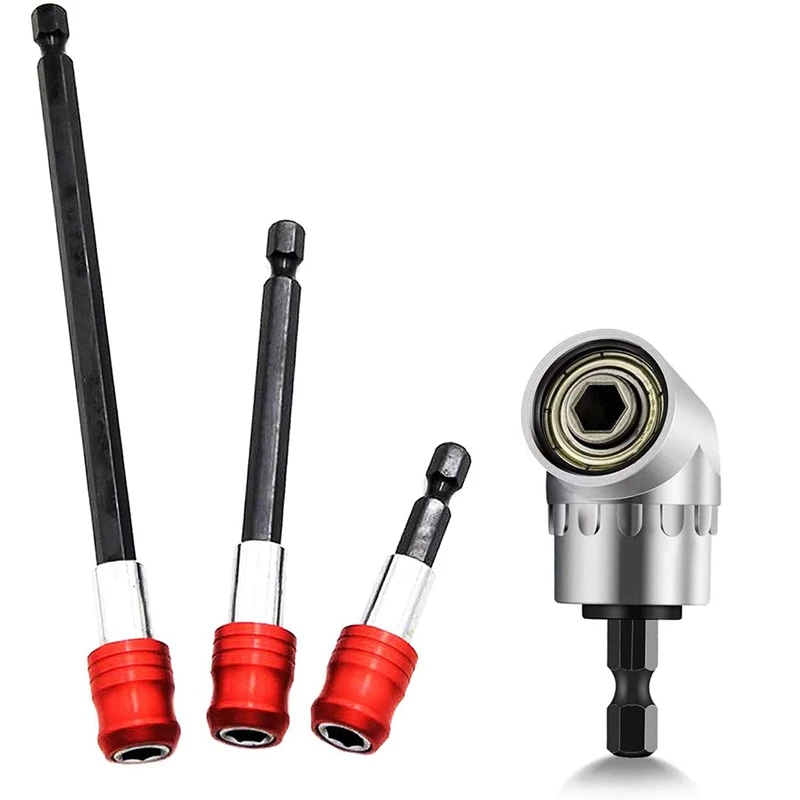 

Big Deal Drill Bit Extension 1/4Inch Hex Shank 3 PCS Drill Bit Holder Extension Kit 105°Angle Screwdriver Drill Attachment Bit