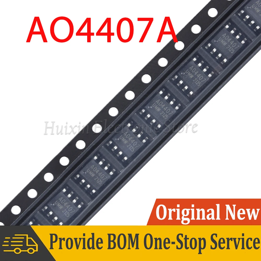 

5pcs AO4407A AO4407 SOP-8 -30V -12A P-channel MOS Field Effect Tube SMD New and Original IC Chipset