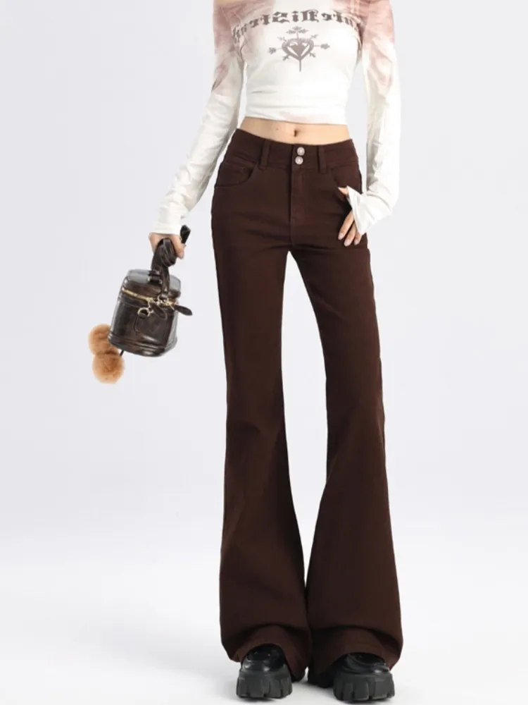 FINEWORDS винтажные повседневные джинсы-клеш с высокой талией женские корейские