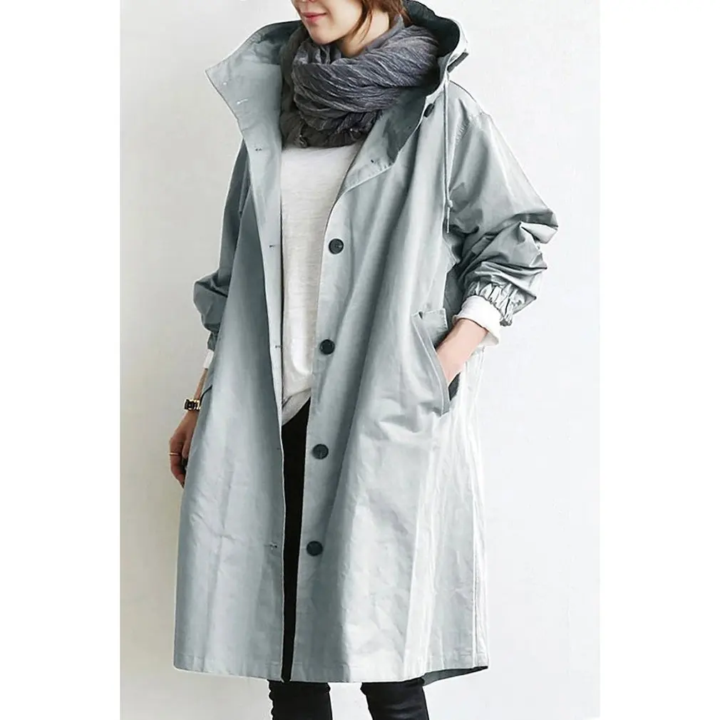 

Fashionable British Style Loose Spring Autumn Comfortable Women's Clothes Simple Classic Windbreaker Female