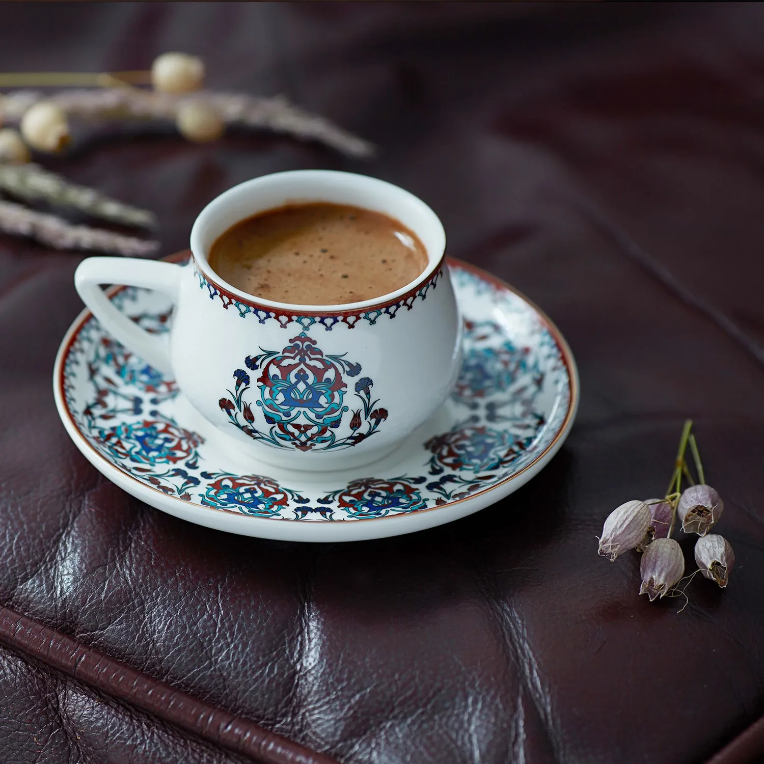 

Набор кофейных чашек Karaca nakkaai 2, традиционный этнический дизайн, короткий широкий дизайн, простой светящийся замечательный внешний вид
