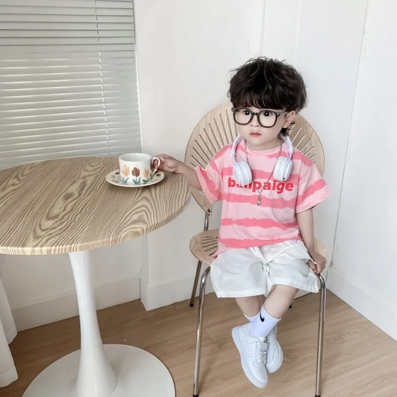 Хлопковый тонкий комплект одежды для маленьких мальчиков пляжный крутой из 2