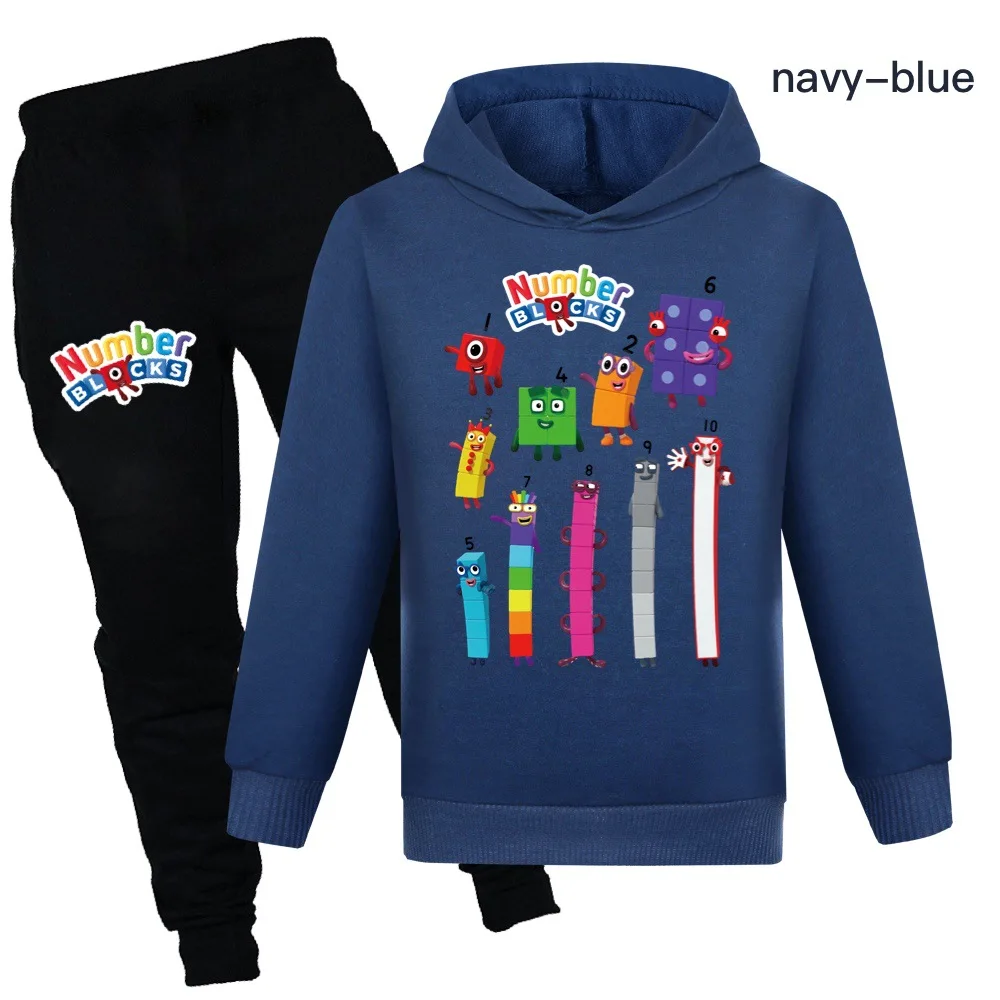 

New Number Blocks Clothes Kids Pullover Hoodies Pants 2pcs Sets Boys Cartoon Leisure Sportsuit Children's Clothing Girls Outfits