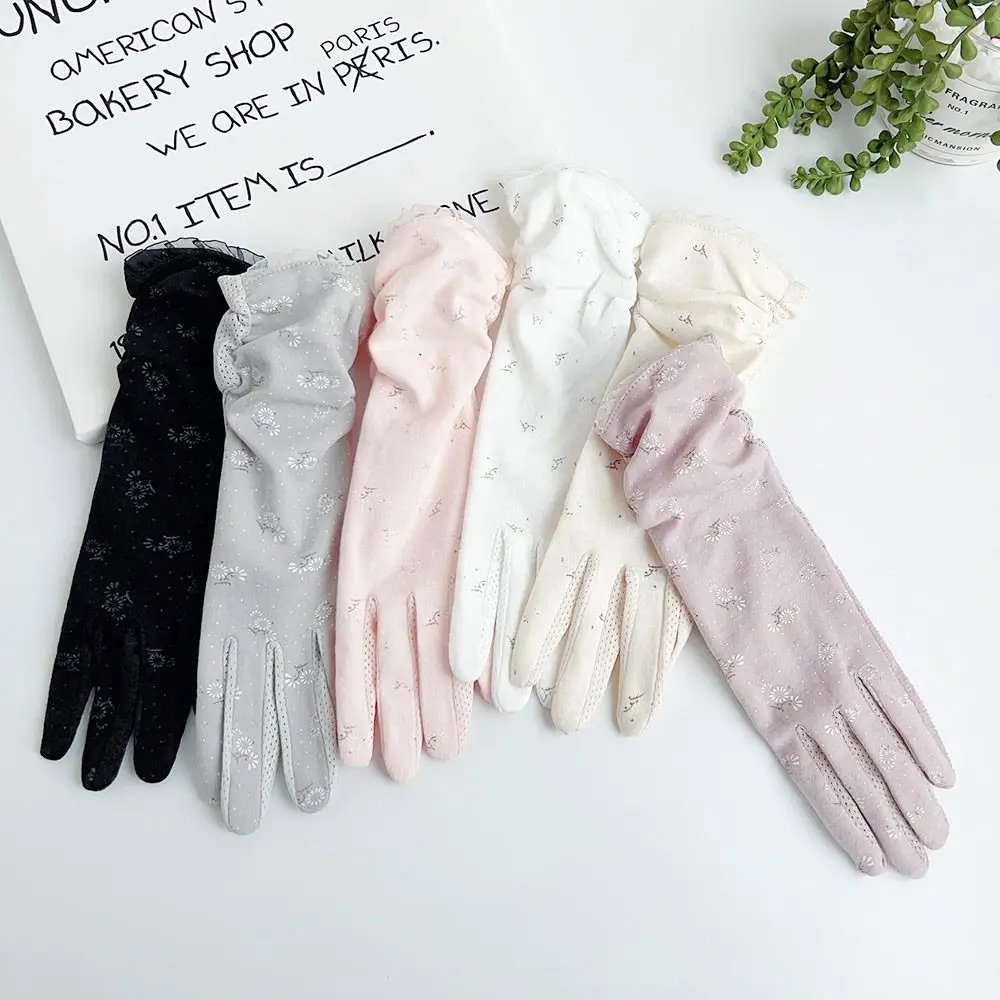 

Fashion Sun Protection Sunscreen Women Summer Gloves Mittens Ice Silk Thin