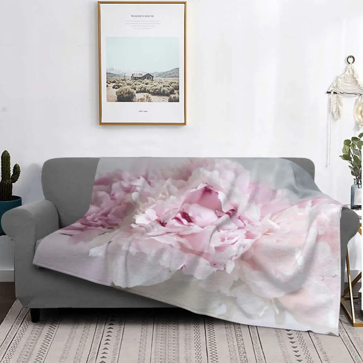 

Peony Romance Blanket Bedspread On The Bed Plush Fluffy Soft Blankets For Kids Baby Blanket