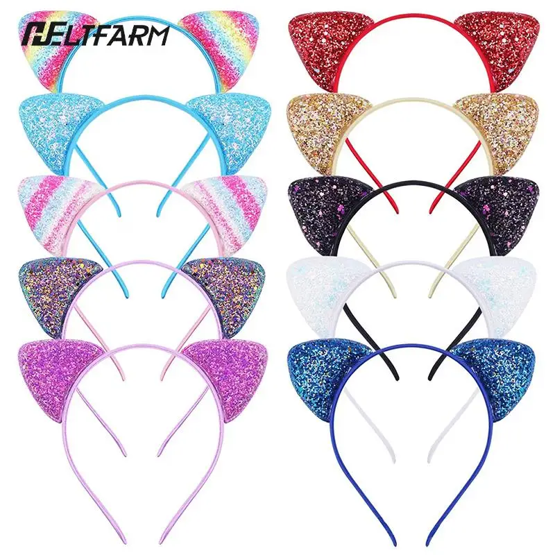 

Детская повязка на голову с блестками, милый головной убор со взрывчатыми мультяшными рисунками, морскими звездами, ракушками и блестками, ювелирные изделия с кошачьими ушками, аксессуары, головной убор