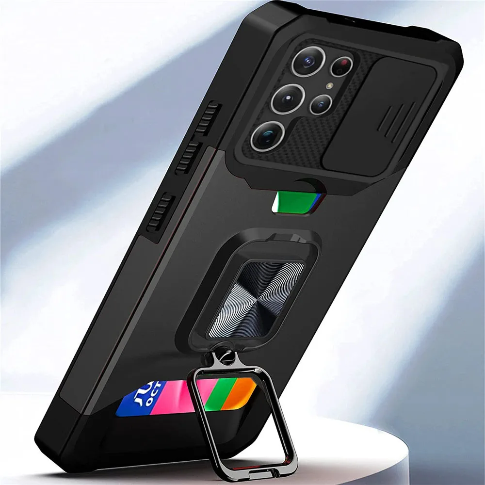 

Case Samsung S23 Ultra Hard Silder Window Camera Protective Cover For Samsung Galaxy S23 Ultra S22 S21 FE Plus Cover For S23+