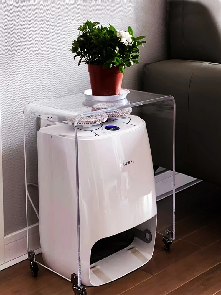 

zq Sweeping Robot Storage Rack Acrylic Transparent Trolley Side Table Storage Cabinet
