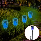 Водонепроницаемый светодиодный фонарик на солнечной батарее с мерцающим пламенем, садовый декоративный светильник для газона, уличная настенная лампа для ландшафта, улицы, 12 светодиодов