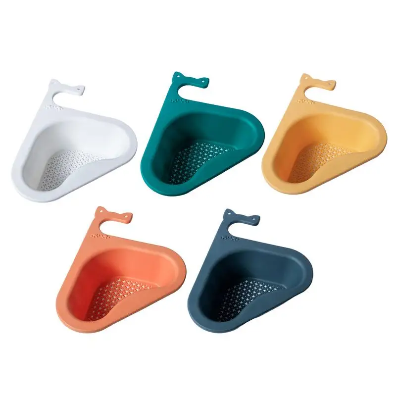 

Kitchen Triangular Sink Food Waste Leftovers Filter Multifunction Cat Shape Drain Basket Shelf Corner Hanging Kitchen Sink Rack