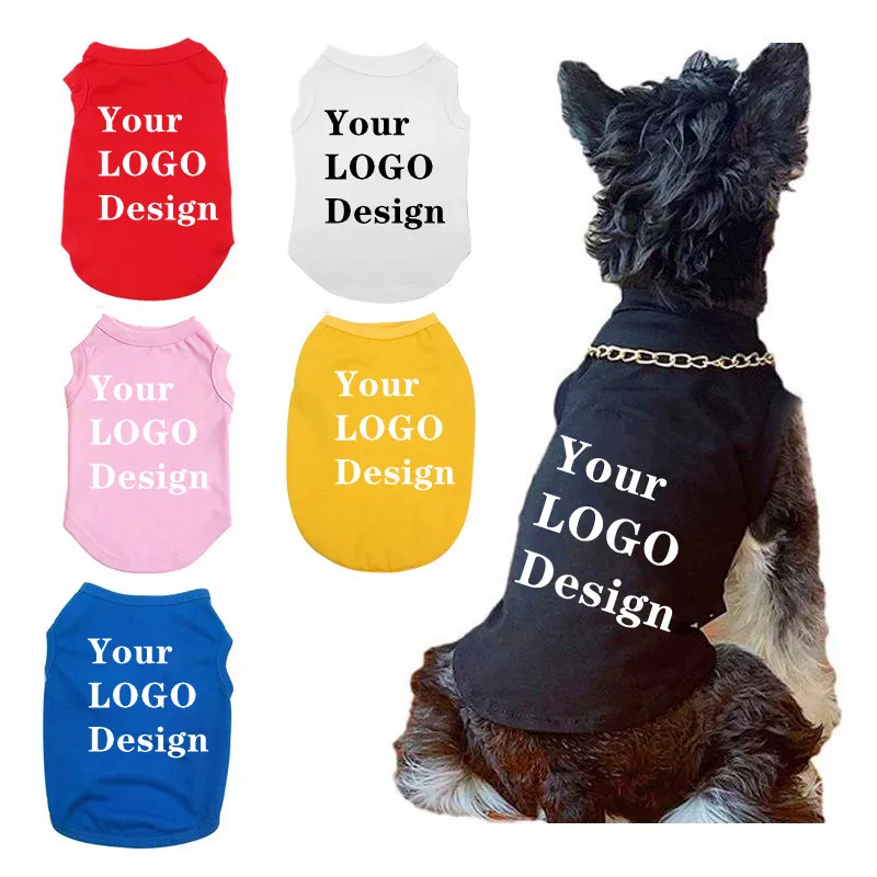 

Print Your Design Summer Pet Clothes Big for Small Medium Dogs Solid Cotton T-shirt Dog Accessories Pet Supplies Cat Vest Shirts