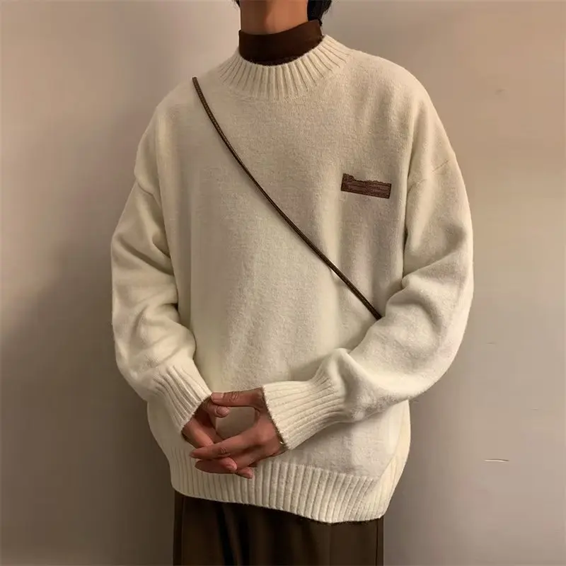 

ZCSMLL Japanese style lazy round neck sweater for men's spring and autumn new ins fashion label loose versatile pullover sweater