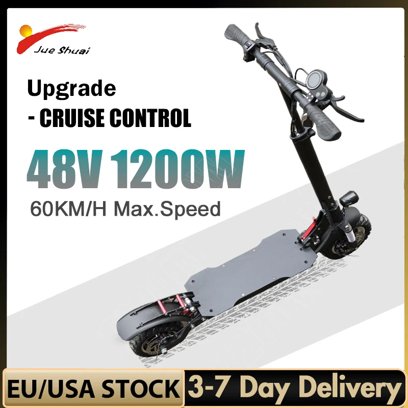 

Cruise Control Electric Scooter 48V 1200W Single Motor 60KM/H Max Speed Foldable E scooter with Remote Control Key Off road Tire