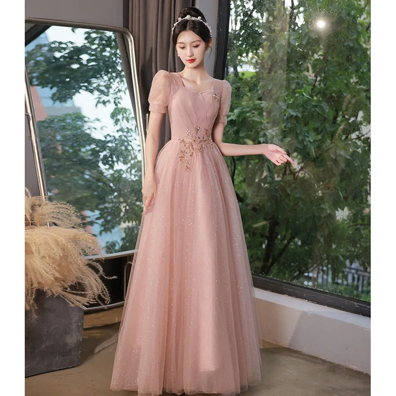 

Элегантные розовые вечерние платья с блестками, длинное ТРАПЕЦИЕВИДНОЕ Тюлевое платье для выпускного вечера, официальные платья принцессы, блестящие платья
