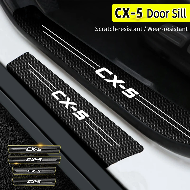 

Накладка на порог двери автомобиля, защитные наклейки из углеродного волокна на порог для Mazda CX-5 2013 2014-2021, защита для входной двери автомобил...