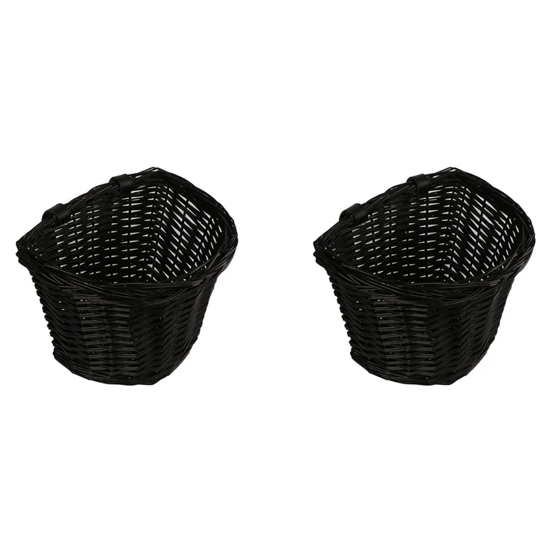 

2 х плетеная велосипедная корзина с ремнями для 12-16 дюймовых прогулочных/городских велосипедов, детский велосипед