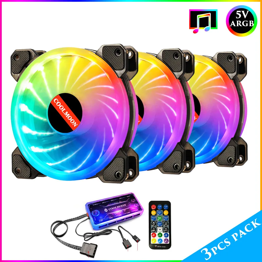 

Rgb Fan Kit , PC Case Fan RGB 120mm AURA SYNC 5V/3pin Quiet CPU Cooler Sets Fan 6 Pin CPU Radiator Adjust Fan Color & Speed