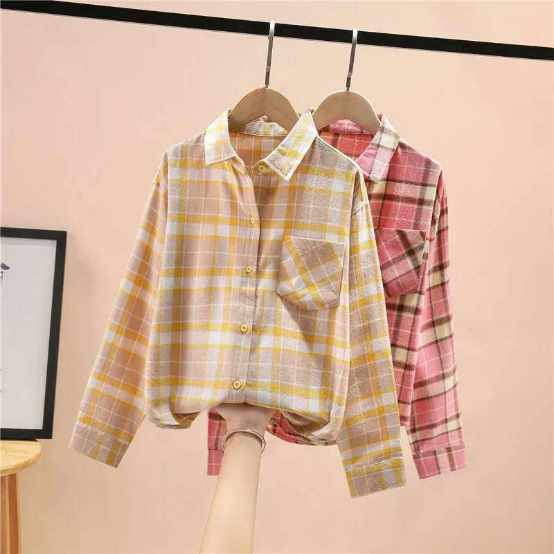 

Girls Classic Lattice Shirt Spring Autumn Kids Long Sleeve Blouse Cotton For Children's Age 6 8 10 12 14 15 T LC467