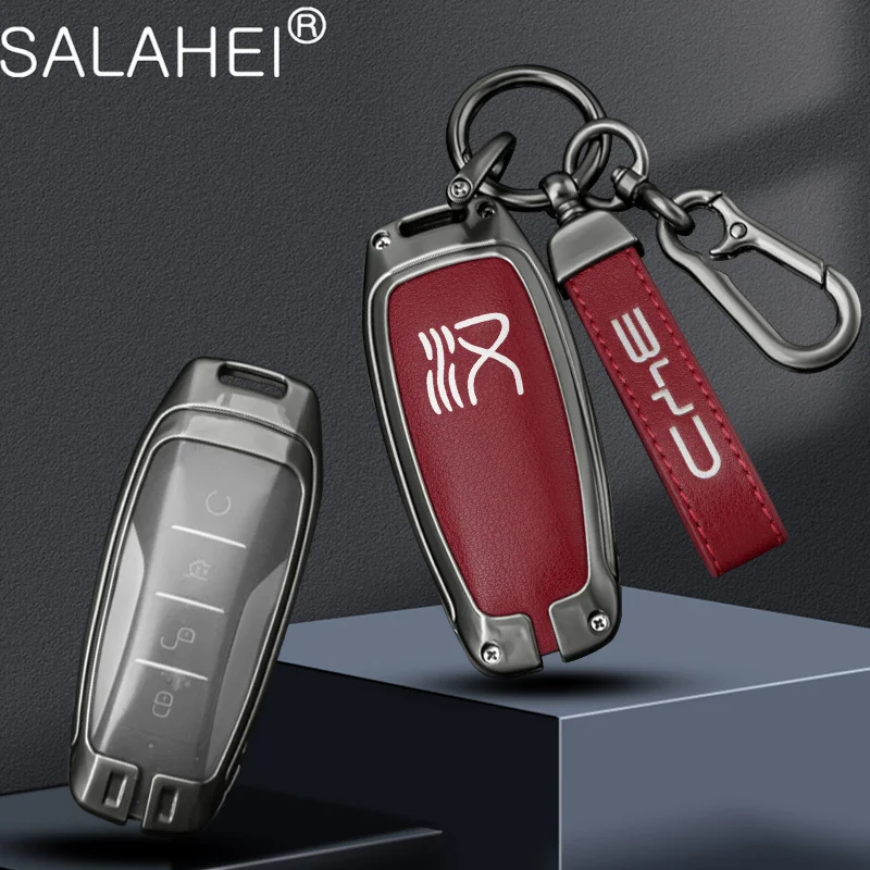 

Zinc Alloy Car Smart Remote Key Fob Case Full Cover Protector Shell Bag For BYD Han Dm Dmi EV Keyless Keychain Accessories