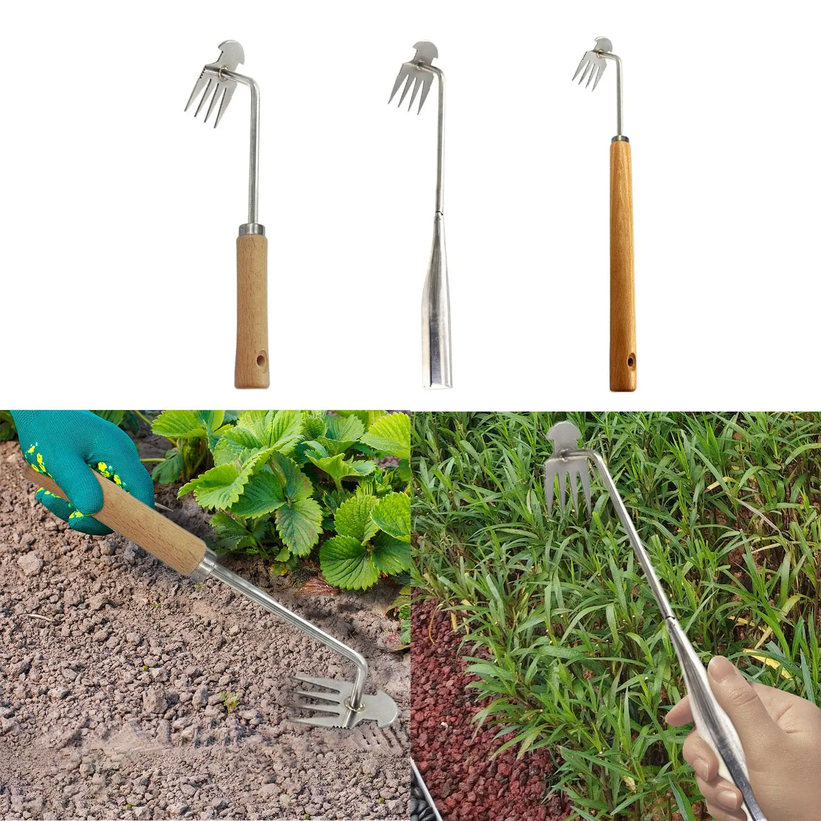 Hand Weeder Lightweight Portable Stainless Steel Digging Garden Weeder Tool Weed Puller for Bonsai Lawn Yard Planting Backyard images - 6
