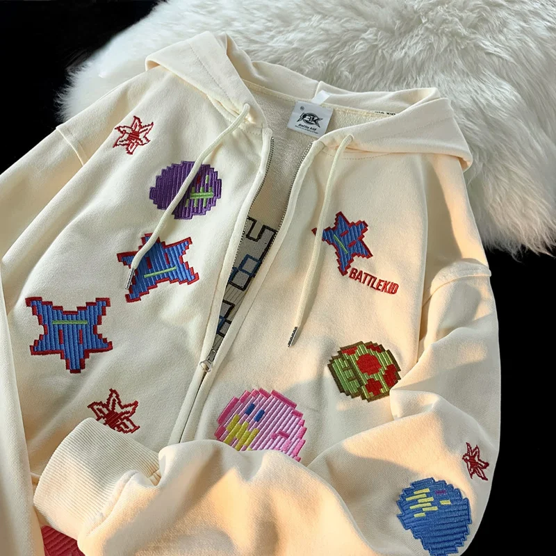 

Deeptown Harajuku Anime Zip Up Hoodies Women Hippie Japanese Y2k Oversized Kawaii Casual Female Cute Pattern Sweatshirts Fashion