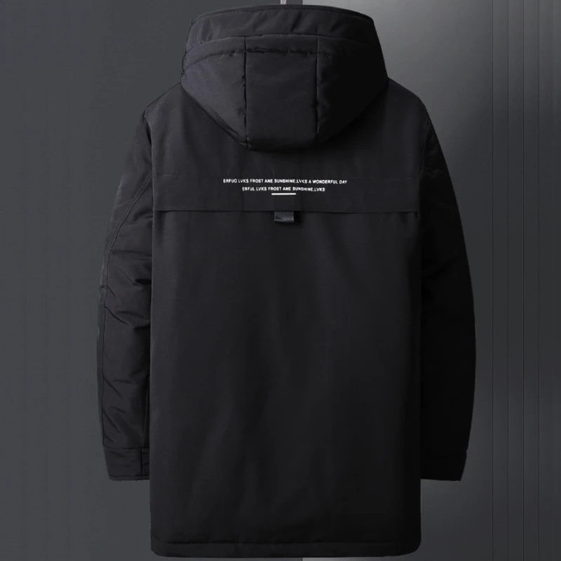 New 2022 Autumn Winter Solid Color Men's Hooded Down Jacket Parkas Outwear Mid-Length Couples Down Coats Thick Warm Tops Clothes