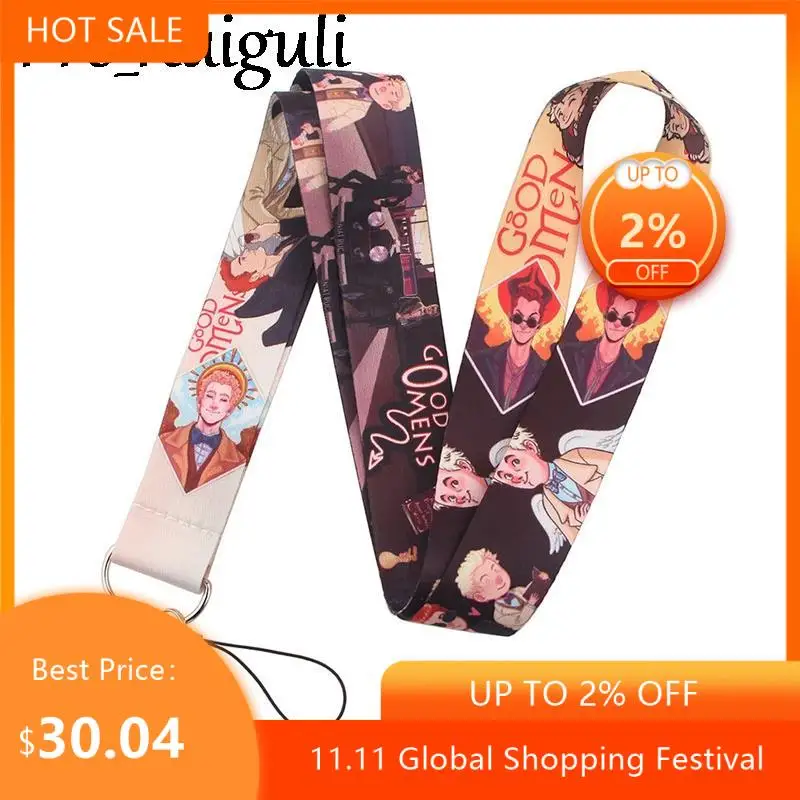 

30pcs Good Omens Lanyard Keys Phone Holder Funny Neck Strap With Keyring ID Card DIY Animal webbings ribbons Hang Rope