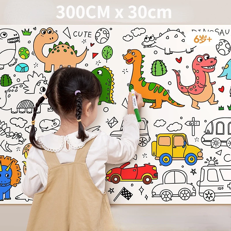 

3M Children's Drawing Roll Sticky Color Filling Paper Graffiti Scroll Coloring Paper Roll for Kids DIY Painting Educational Toys