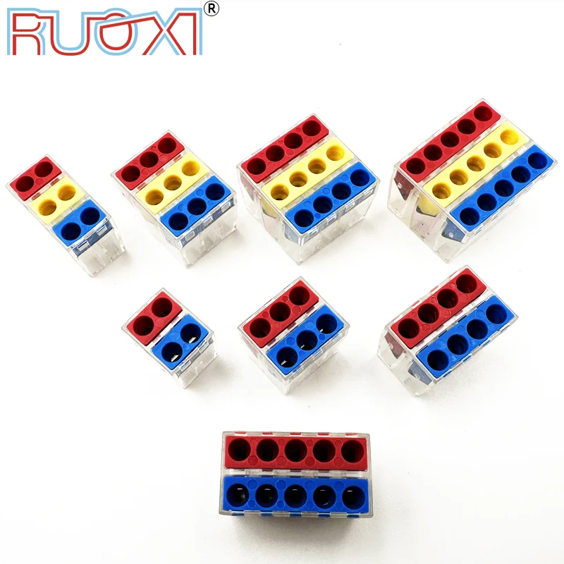 

30/50/100 PCS Wire Connector 4/6/8/9/10/12/15 Holes Compact Conductor Mini Fast Wiring Cable junction box Push-in terminal block