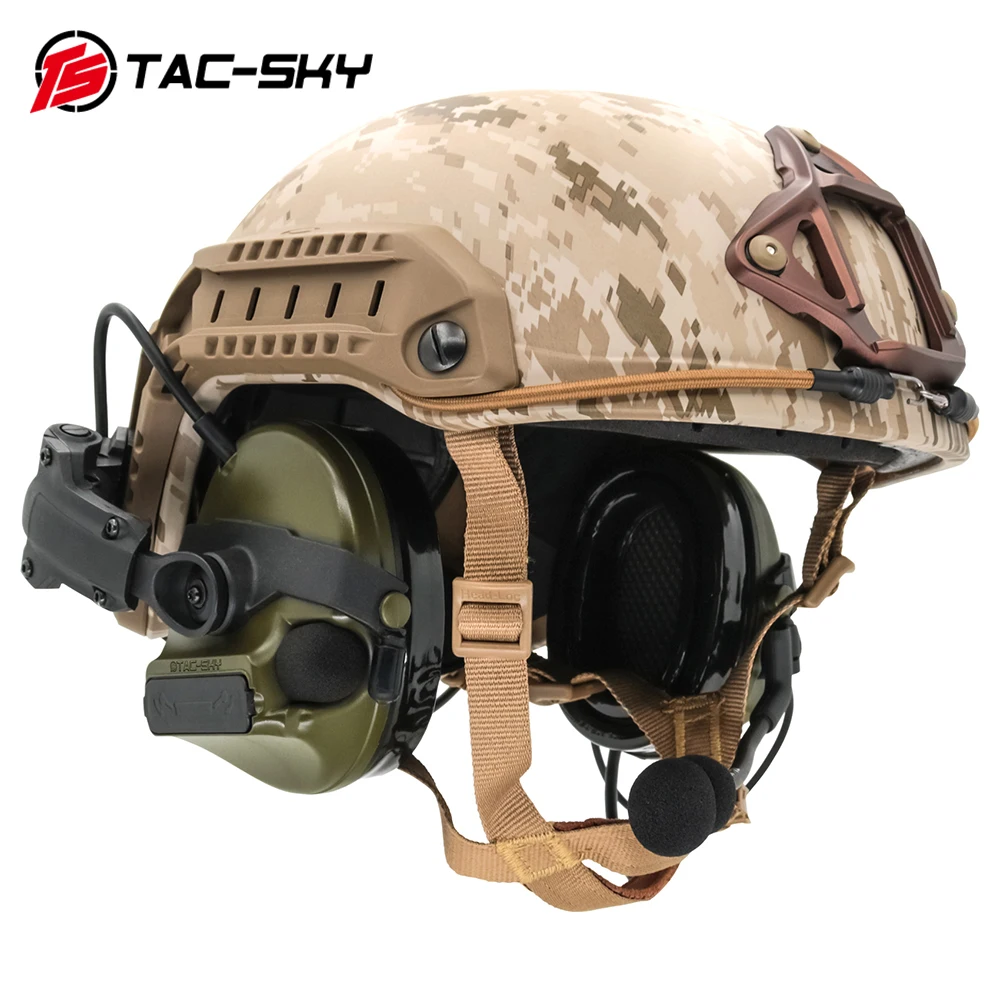 TAC-SKY Tactical Headset COMTAC III Fast Helmet Track ARC Rail Bracket Version  Noise Cancelling Pickup Tactical COMTAC Headset