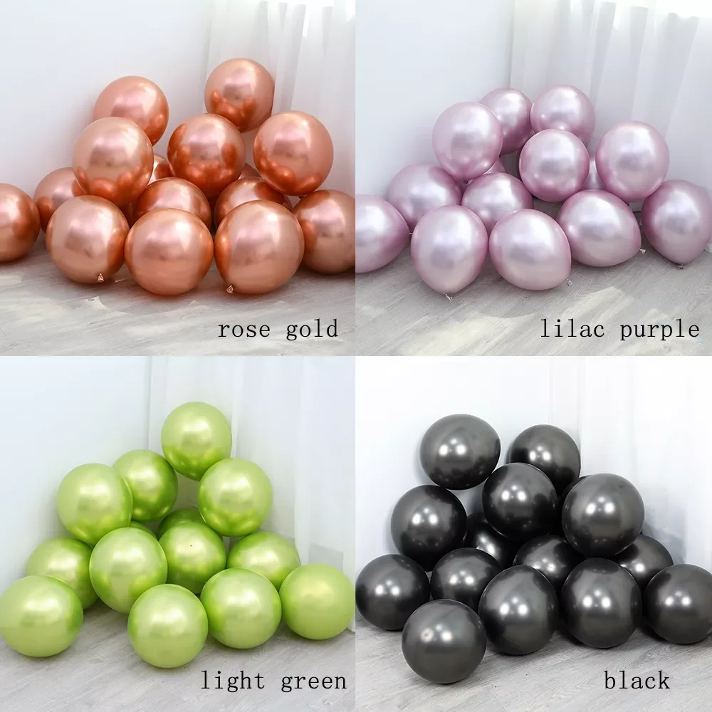 

12inch New Color Rose Gold Metallic Balloons Lilac Purple Chrome Light Green Latex Globos for Wedding Birthday Party decor