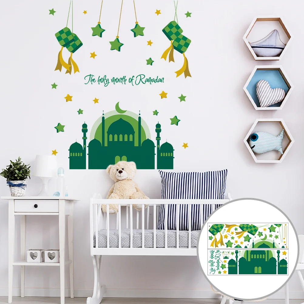 

2 Sheets of Star Castle Pattern Stickers Household Office Wall Decals Bedroom Wall Stickers