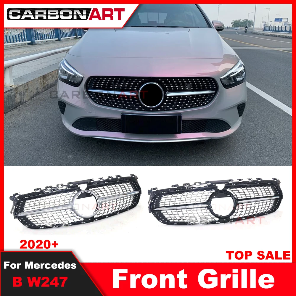 

Diamond Grille Black Silver For B Class W247 Front Bumper diamond Grill 2020+ B180 B200 B250 B220 Car Styling