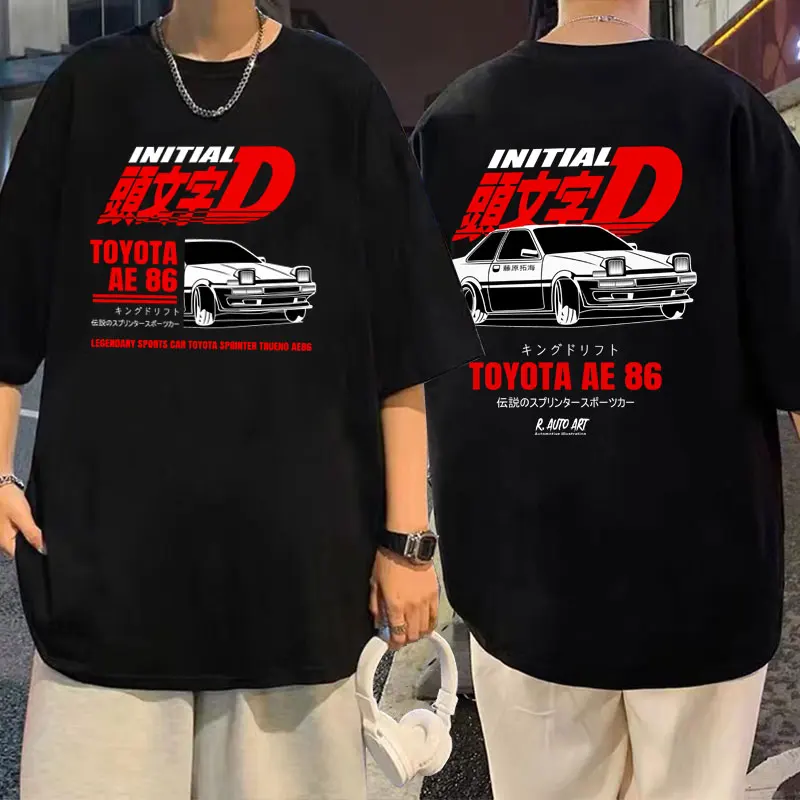 

Anime Initial D Drift AE86 Racing Car Print T-shirts Takumi Fujiwara R34 Skyline GTR JDM T Shirts Men 90s Vintage y2k Tops Tees