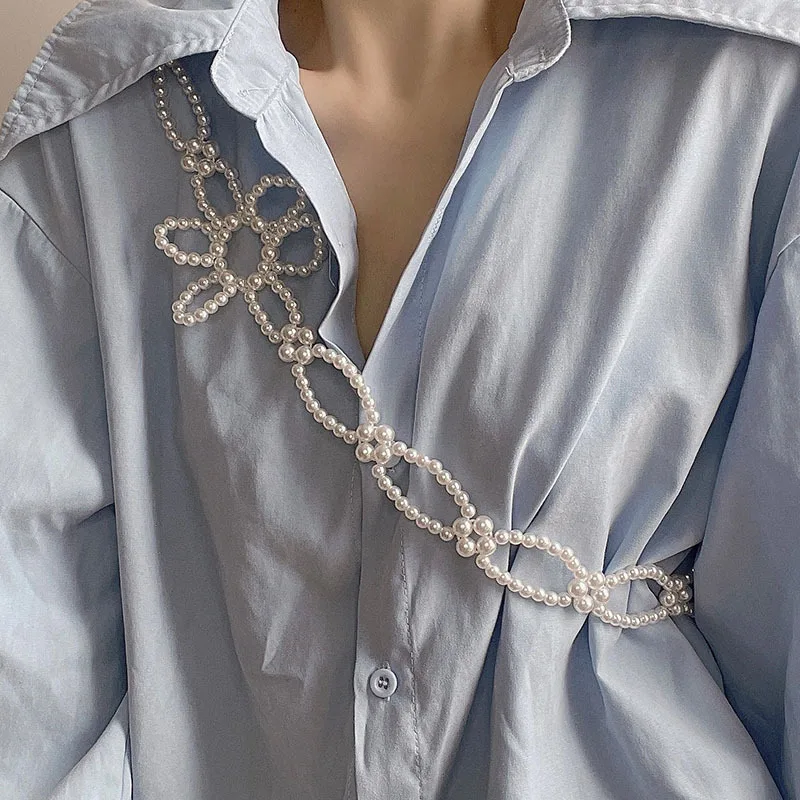 

Fashion Ladies Flower Pearl Belt Women Elegant Chain Belt Ladies Luxury Designer Dress Belt With Jeans Belt 280