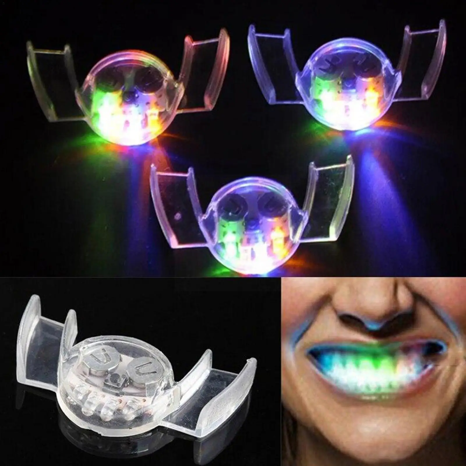 

Halloween Glowing Braces Flashing Led Light Up Mouth Braces Piece Glow Teeth Glow Party Supplies For Halloween Party Rave Y6o2
