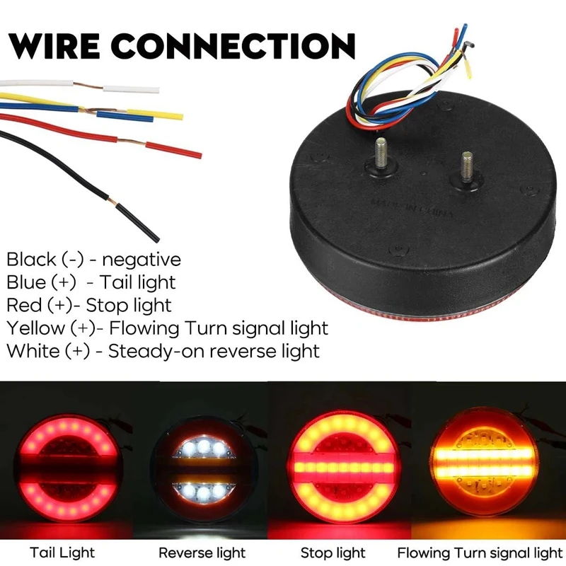 Круглые задние фонари для гамбургеров 24 В 49 светодиодов последовательный