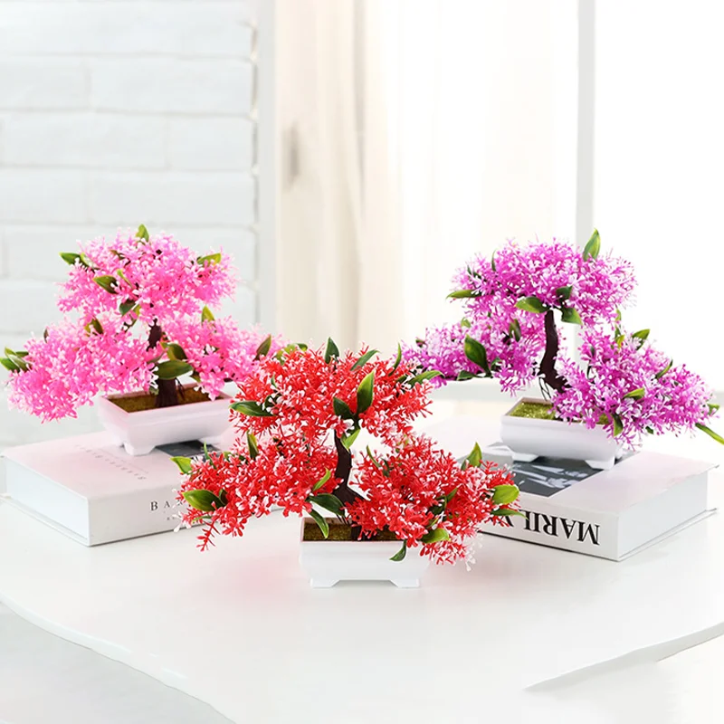 

Simulation Plant Small Tree Pot Ornaments Garden Living Room Office Decoration Home Decor Artificial Flower Accessories Crafts