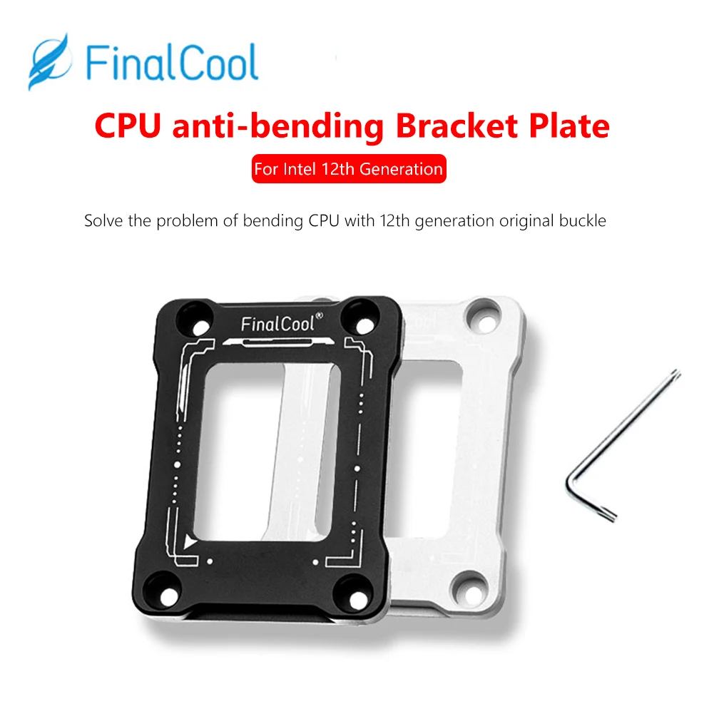 

FinalCool UK12 CNC Aluminum Alloy CPU Bending Correction Fixing Buckle Frame with Wrench for LGA1700-BCF Intel Gen 12