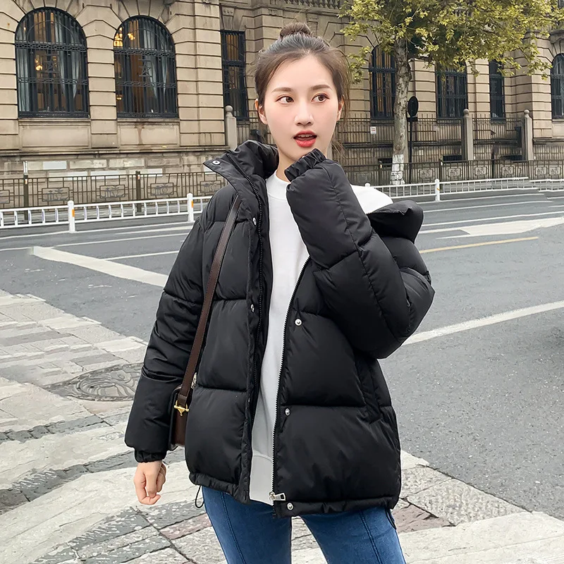 PinkyIsBalck Winter Women's Jacket Hooded Thick Warm Casual Padded Coats Fashion Short Black Parkas Snow Wear Cotton Winter Coat
