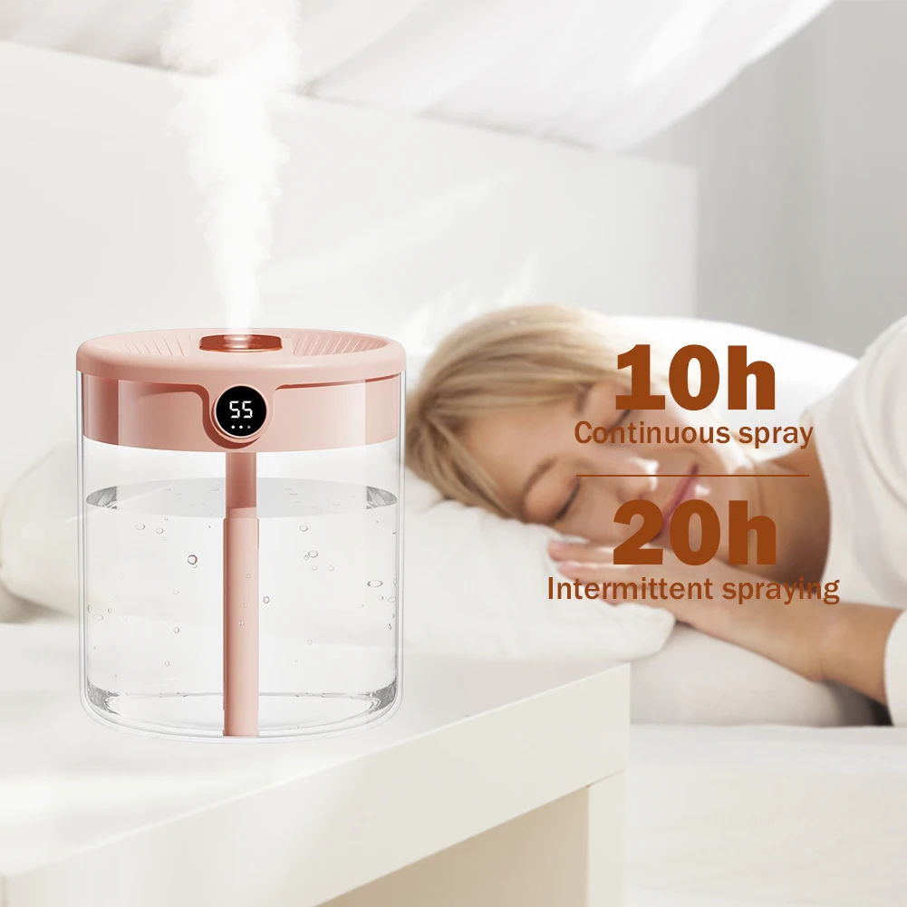 

Cool Mist Humidifier Humidity Display Cool Mist Maker Low Noise with Night Light Two Misting Modes for Car Indoor Travel