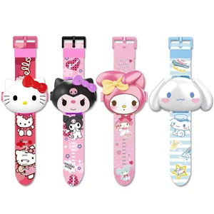 Imported Kawaii Sanrio Projector Led Light Watch for Kids Kuromi Cinnamoroll Hello Kitty Projection Watches T