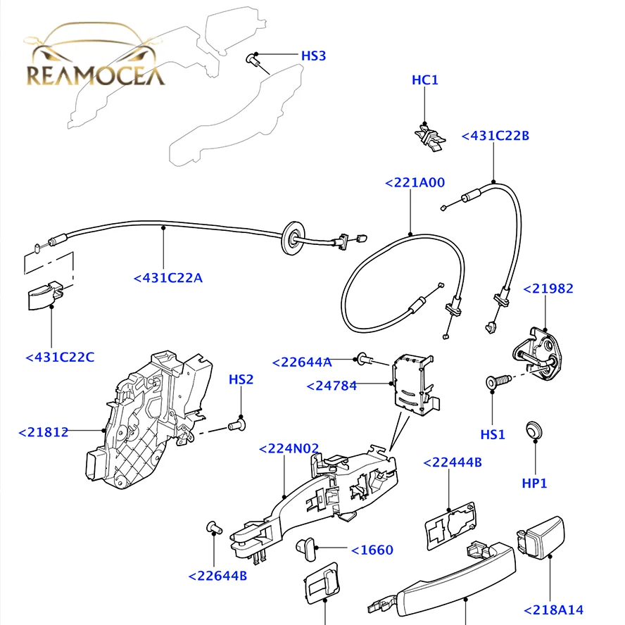 Reamocea 1 шт. дверная ручка зажим для пряжки шнура LR 019831 Подходит Land Rover Freelander LR2 2 L359