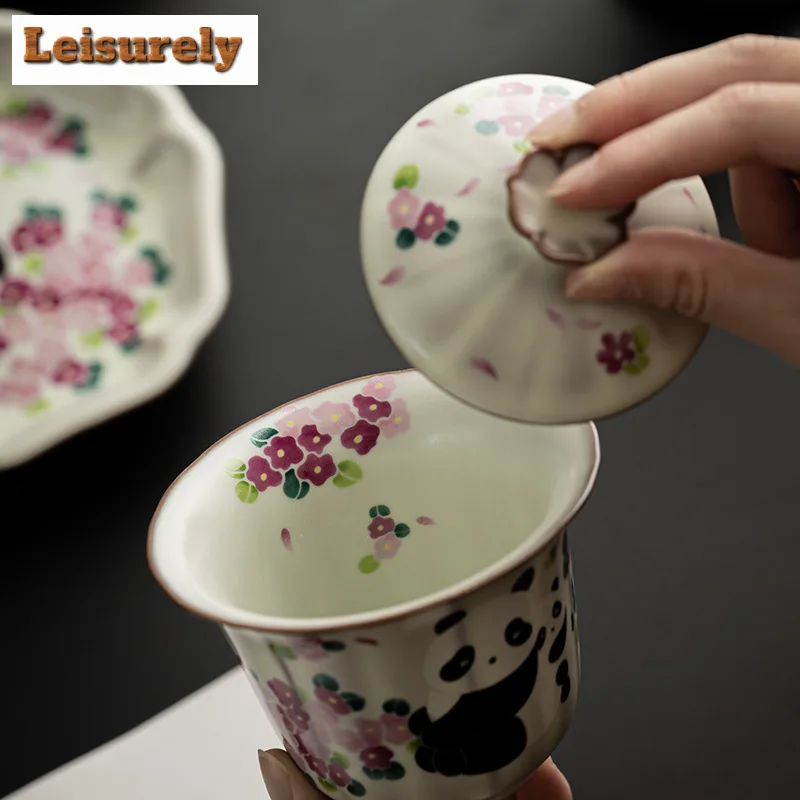 120 мл Античная Ru печной фарфор Gaiwan китайская Милая панда санкai чаша для