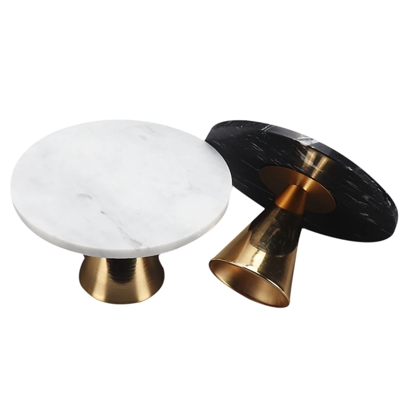 

2Pcs Fashion And Elegant Marble Cake Tray Jewelry Rack Dessert Tray Marble Tray Storage Display Rack Pastry Cake Tray