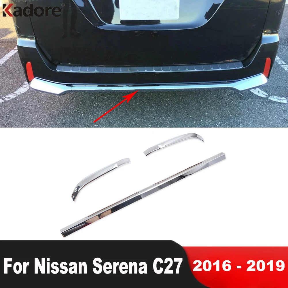 

For Nissan Serena C27 2016 2017 2018 2019 ABS Chrome Car Rear Tail Bumper Cover Trim Molding Garnish Strip Sticker Accessories