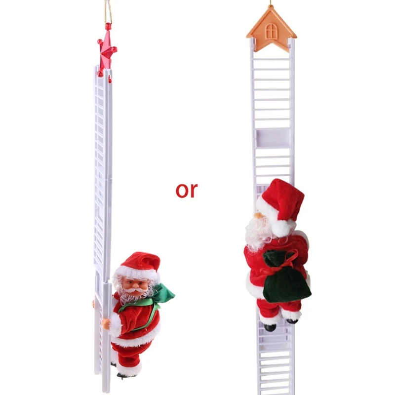 

2022 New Electric Christmas Santa Claus Doll with Bag Climbing Ladder Xmas Party Home Decoration Gift